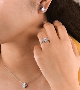 Collar chapado en oro rosa de 18 quilates, estilo vintage, con colgante de halo de perlas, collar con diamante cultivado en laboratorio, collar con diseño de flor, regalo para ella. - Product Image 5