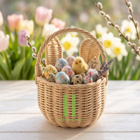 Paniers tissés de haute qualité avec poignée, tailles personnalisables, variété de couleurs, pour décorations de Pâques, cadeaux, fabrication OEM au Vietnam