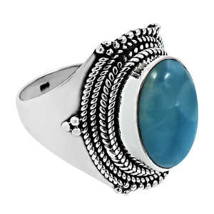 Larimar Gemstone Ring Bohemian Jewelry Crafted From <b>Solid</b> 925 Sterling <b>Silver</b> Vintage Design <b>Solid</b> <b>Silver</b> Ring At Lowest Price - Product Image 1
