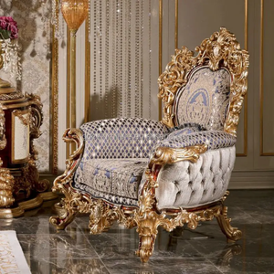 Juego de Sofás de Madera de Teca de Lujo Prestige Palace, Tallados a Mano, Tradicionales, Tapizados, para Sala de Estar - Product Image 5