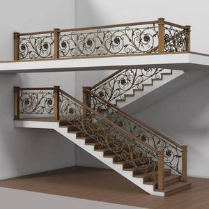 Barandilla de Hierro Forjado de Lujo para Escaleras: Eleva la Decoración de tu Hermosa Casa de Lujo con Exquisitos Diseños Artísticos Hechos a Mano - Product Image 2