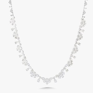 Pear Cut Lab Grown Diamond Cluster <b>Statement</b> <b>Necklace</b> CVD HPHT Solid 18K White Gold Bridal Fine Jewelry Collar <b>Necklace</b> Women - Product Image 2