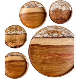 Sous-verres modernes personnalisés en bois naturel et résine, faits à la main, épaisseur réglable, résistants à la chaleur, réutilisables, pour la décoration de table à la maison, style impérial - Product Image 3