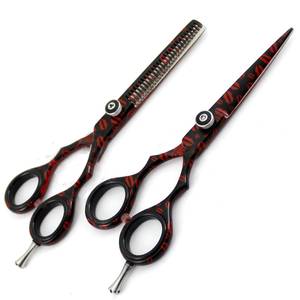 Ciseaux pour cheveux clairsemés, lame en acier inoxydable, 28 dents, lame tranchante, pour droitiers, usage professionnel, manche noir et rouge, taille moyenne - Product Image 5