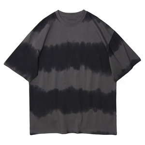 Camiseta de manga corta con cuello redondo y estampado tie-dye para hombre, estilo casual, de punto, corte regular, talla grande - Product Image 1