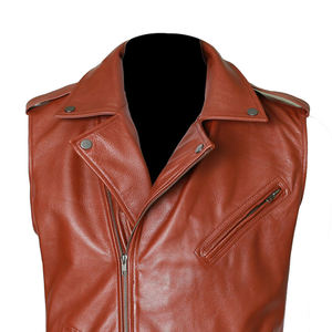 Lightweight Mens Leather <b>Vest</b> Real Cowhide Leather Casual Sleeveless <b>Top</b> High Quality Biker Outerwear Biker Leather <b>Vests</b> - Product Image 3