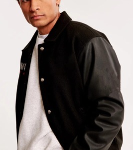 Hot Selling Men's Oversized Varsity Jacket Canvas <b>Waterproof</b> <b>Winter</b> <b>Coat</b> with Front Embroidered Logo Custom Baseball <b>Coat</b> 2027 - Product Image 3
