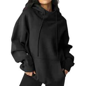 Sudadera con Capucha Blanca Extra Grande para Mujer, Manga Larga, Hombros Caídos, Tejido de Algodón, con Bolsillos, para Otoño - Product Image 3