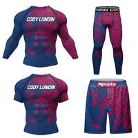 Ensemble de rashguard de combat Codylundin Premium pour hommes, manches longues, compression, entraînement MMA BJJ, vêtements de sport, impression par sublimation, UPF50+