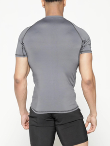 Men's Gray <b>Short</b> <b>Sleeve</b> Compression T-Shirt Slim Fit Quick Dry Sporty O-Neck Knitted <b>Base</b> <b>Layer</b> - Product Image 2
