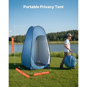 Tenda doccia portatile 190T in poliestere con picchetti e corde, spogliatoio doppio strato istantaneo e borsa da trasporto - Product Image 2