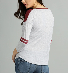 Camisetas de Manga Larga para Mujer al por Mayor, Alta Calidad, Nuevo Diseño 2026, Cuello en V Cómodo, Transpirable, Antiarrugas, Poliéster/Algodón - Product Image 3