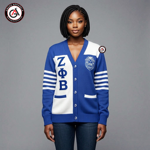 เสื้อคาร์ดิแกนอะคริลิกถักลายปัก Zeta Phi Beta Finer |   เสื้อคาร์ดิแกนปักลาย ZOB Sorority แบบวินเทจสั่งทำพิเศษสำหรับฤดูหนาว - Product Image 4