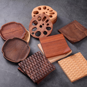 Sous-verre en bois réutilisable avec logo IANNA gratuit, sous-verre en bois Narra, porte-boissons pour thé et café, vaisselle, sous-verre en hêtre et noyer - Product Image 4
