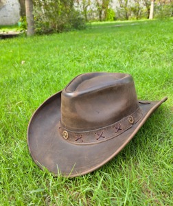 Saleh Enterprises Premium Genuine Leather Cowboy <b>Hat</b> Vintage <b>Western</b> Cowgirl Ranch <b>Hat</b> Custom Branding OEM Wholesale Supplier - Product Image 6