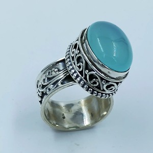 Natural Chalcedony Oval <b>Ring</b> 925 Sterling Silver March Birthstone Bezel Setting Handmade <b>Boho</b> Jewelry Gift - Product Image 6