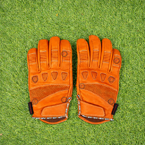 Gants de moto en cuir véritable pour hommes, gants de protection haut de gamme à doigts entiers, paume perforée respirante pour motards de rue - Product Image 1