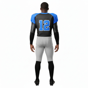 Unisex American Football Uniform Jersey 12 Blue Black Half Sleeve Others Moisture Wicking Polyester Team Player Name Front Name - Product Image 5