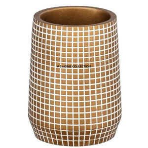 Custom High Quality Solid Metal Hammered Texture Design <b>Rounded</b> Shaped <b>Brush</b> Holder Golden Finished Bathroom Product For Sale - Product Image 3