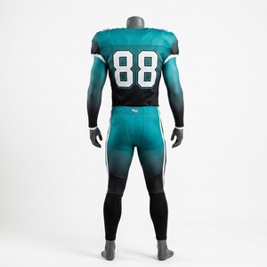 Custom Men's Teal Black American Football Uniform <b>Padded</b> Jersey <b>Pants</b> Set Sports Team Apparel - Product Image 4