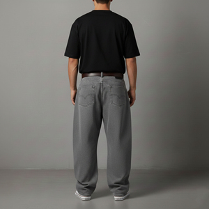 Custom Denim <b>Jeans</b> Supplier Straight Leg Premium Denim Pants with <b>Embroidered</b> Logo and Hang Tags - Product Image 5