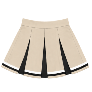 Jupe plissée beige et blanche pour femmes et filles, idéale pour la danse, les équipes sportives, les performances, l'entraînement, les compétitions et comme uniforme sportif. - Product Image 2