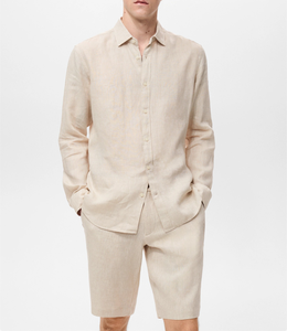 Chemise 100% lin français respirante pour homme, printemps et été, col classique, manches longues, chemise décontractée pour homme - Product Image 5