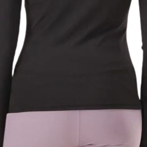 Haut noir à manches longues et col rond pour femme, coupe ajustée, décontracté, basique, pull quotidien, t-shirt extensible, vêtement de mode - Product Image 5