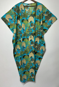 Robe Kaftan sans manches en coton à imprimé floral tropical décontracté pour l'été, pour femme, style plage Asie-Pacifique, en stock - Product Image 4