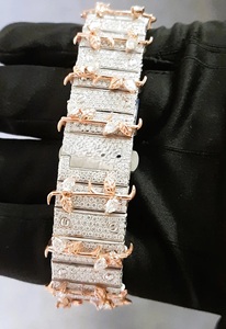 Reloj Iced Out Thorn Bezel con Bisel Dorado Rosa, Números Romanos Cuadrados, Automático, Estilo Hip Hop, para Hombre, Joyería de Lujo Personalizada Premium - Product Image 4