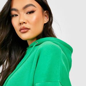 Survêtement à capuche vert pour femme grande taille, couleur unie, coupe ample, longueur intégrale, avec poches latérales, idéal pour l'automne - Product Image 5