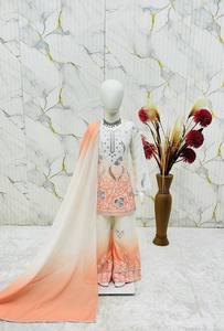 Traje Palazzo de Lujo con Bordado Crepé Natural y Dupatta de Georgette Fox con Estampado Digital - Product Image 2