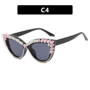 Lunettes de soleil œil-de-chat ornées de diamants, protection UV400, monture demi-cerclée, unisexe, tendance, pour usage extérieur, design confortable - Product Image 6