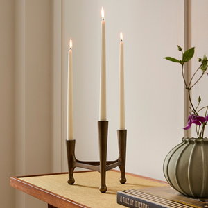 Modern Antique Iron <b>Brass</b> Finish 3-Arm Taper Candelabra Mid-Century Design Handmade Durable Metal Candle Holder Stand Home Table - Product Image 5