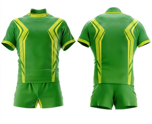 Conjunto de camiseta de rugby sublimada para hombre, manga corta, cuello alto, ajustada, que absorbe la humedad - Product Image 6