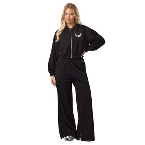 Lightweight Black Full <b>Zip</b> Crop Hoodie for Women Loopback Fleece <b>Cropped</b> <b>Zip</b> <b>Up</b> Sweatshirt Fashion Fitness Streetwear - Product Image 1