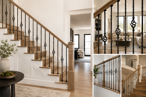 Balustres de balcon modernes en fer noir mat, à panier simple et double torsion, pour garde-corps d'escalier en métal, pour villas et hôtels - Product Image 6