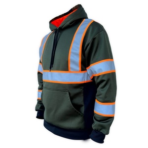 High Visibility Reflective Safety ANSI Class 2 Breathable Mesh Hoodie Waterproof Workwear <b>Pullover</b> <b>Jacket</b> Pocket for Day Night - Product Image 2