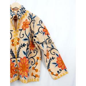 Embossed Cotrise <b>Jacket</b> Vintage Design Eco-Friendly Breathable Quick Dry Cotton Lined <b>Mandarin</b> <b>Collar</b> Winter Outerwear - Product Image 4