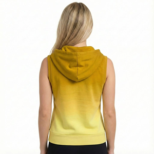 Women Casual Sleeveless <b>Zip</b> <b>Hooded</b> Breathable Autumn/Winter Knitted Heavy Cotton Regular Fit Streetwear Custom Printed Logo - Product Image 5