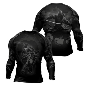 Maillot de compression unisexe noir à manches courtes personnalisable avec impression par sublimation, séchage rapide, pour MMA, BJJ, grappling - Product Image 6