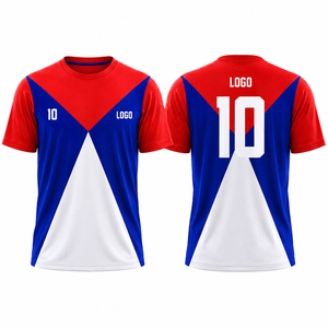 Camiseta de Fútbol Retro Geométrica Personalizada con Logotipo Frontal, Unisex, Sublimada, 100% Poliéster, Fabricante OEM de Marca Privada, Venta al Por Mayor - Product Image 1