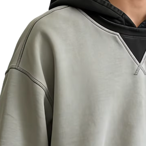 Sweat à capuche pour homme brodé sur mesure pour la nouvelle collection hiver, 100% coton, bicolore, à épaules tombantes - Product Image 4