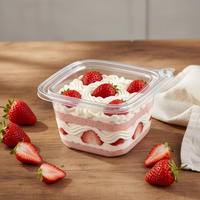 Boîte à gâteau en plastique transparent de qualité alimentaire PET, gobelets à dessert avec couvercle pour pudding, mousse aux fruits et crème glacée