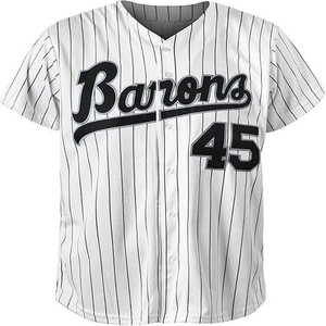 Camiseta de Béisbol Barons con Rayas Blancas y Negras, Cuello en V, Número Personalizado 45, Uniforme de Softbol - Product Image 1