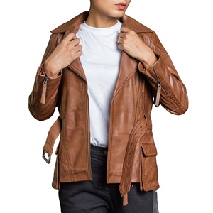 Chaqueta de cuero personalizada de tendencia superior de invierno cuello vuelto sólido con forro de satén mangas completas transpirable teñido liso 2026 - Product Image 1