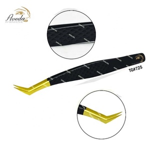 พลาสมาต่อขนตาสีดำแหนบสแตนเลส90องศาปลายแหลมแหลมฉลากส่วนตัว - Product Image 2