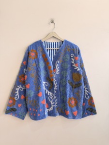 Women's Ethnic Inspired <b>Reversible</b> Suzani Velvet Winter <b>Jacket</b> Unique Handmade Premium Embroidered Outerwear - Product Image 5