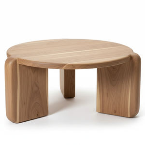 โต๊ะกาแฟทรงกลมไม้สักเกรดส่งออกคุณภาพเยี่ยม สไตล์นอร์ดิก งานแฮนด์เมด ผิวเรียบเนียน สำหรับเฟอร์นิเจอร์วิลล่า ขายส่ง - Product Image 4