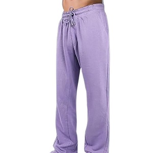 Pantalones de chándal rectos de lana para hombre, con cintura elástica y cordón, de tiro medio, transpirables, de peso medio, para otoño, con bolsillos laterales - Product Image 3